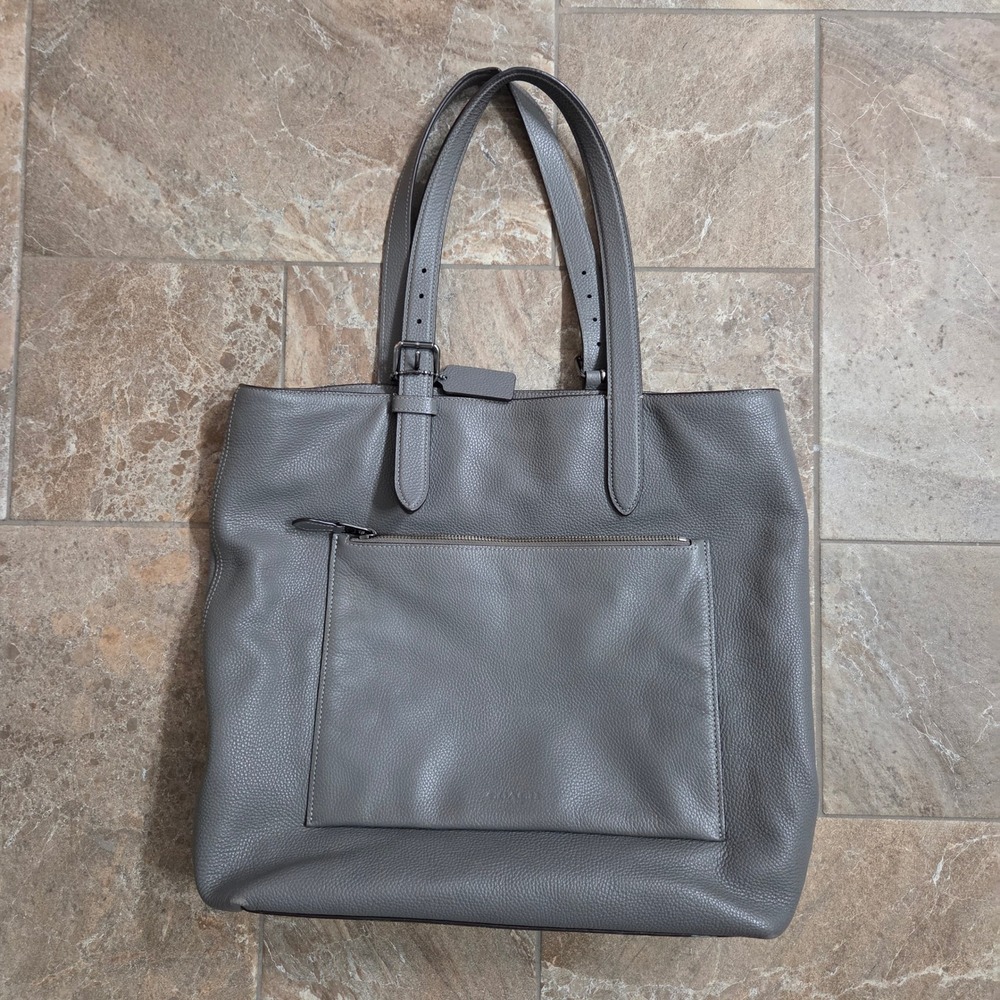 Coach Pebble Leather Tote Bag Gray Shoulder Bag Top Handle Bag Style G1330-32249